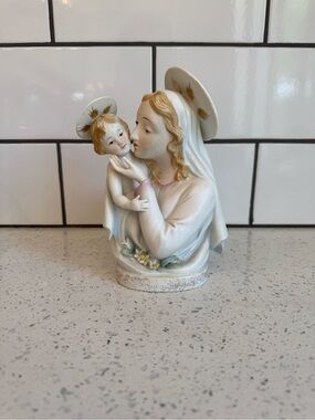 VTG Lefton Madonna & Child Planter Figurine KW1550 Hand Painted 1960s